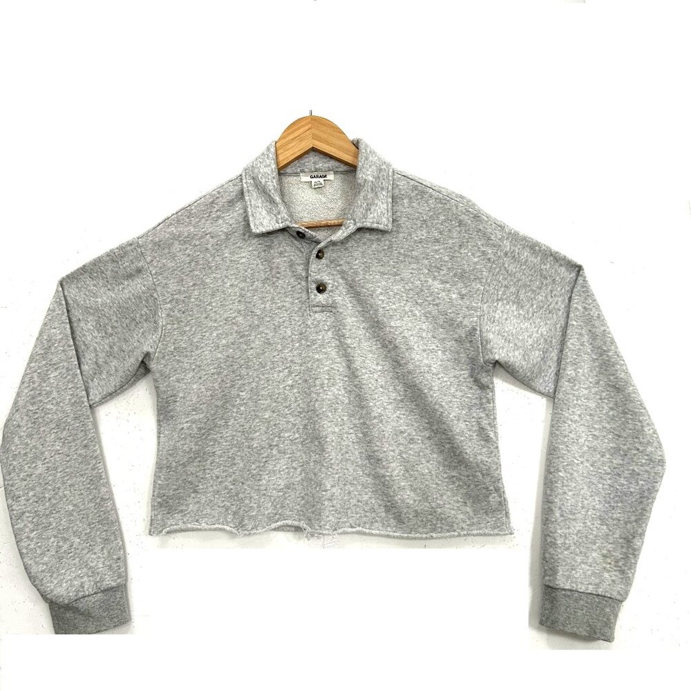 Garage Cropped Polo Sweatshirt Gray Size M